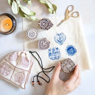 Four Assorted Design Carved Wooden Printing Blocks