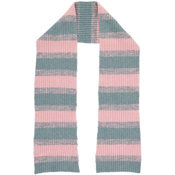 Collection Echarpe Lambswool MARL STRIPE - vert d'eau/rose 2