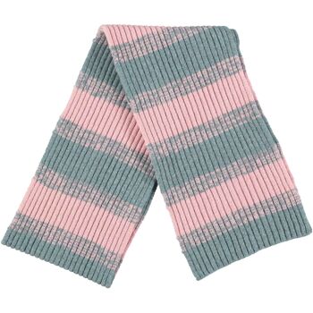 Collection Echarpe Lambswool MARL STRIPE - vert d'eau/rose 3