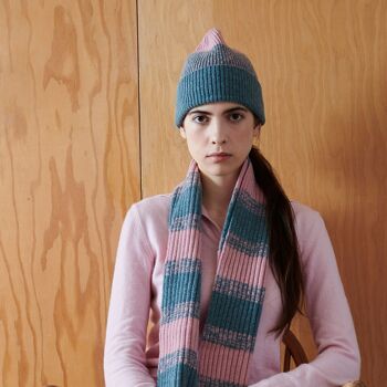 Collection Echarpe Lambswool MARL STRIPE - vert d'eau/rose 4