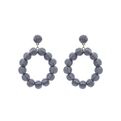 Hematite Woven Ball Oval Earrings