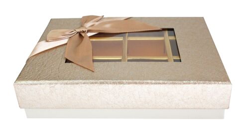 Rectangle 12 Compartments Truffle, Gold Metallic, Beige Bow