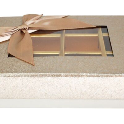 Rectangle 12 Compartments Truffle, Gold Metallic, Beige Bow