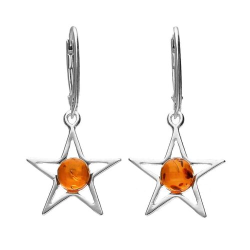 Pretty Amber Star Earrings