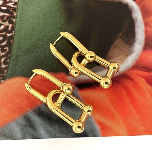 Earrings stirrup stainless steel gold