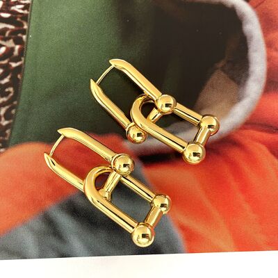 Earrings stirrup stainless steel gold
