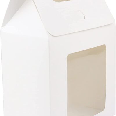White Kraft Box Bag with Clear Window - Pack of 12