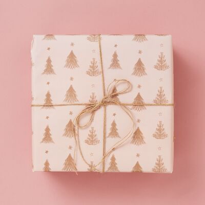 Sapin (rose)- Emballage cadeau de Noël | Feuilles de papier d'emballage de Noël