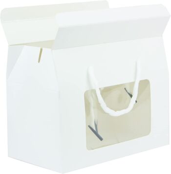 Sac Boîte Kraft Blanc avec Fenêtre Transparente et Poignée - Paquet de 12 3