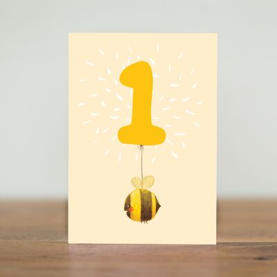 1 año - abeja - tarjeta