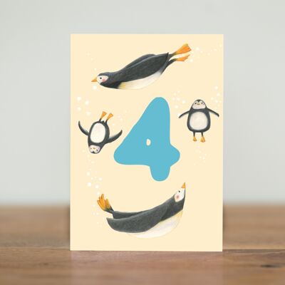 4 Jahre alt - Pinguine - Karte