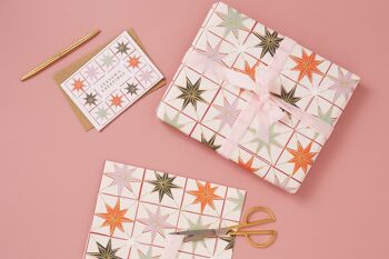 Papier Cadeau de Noël Etoiles (rose) | Feuilles de papier d'emballage de Noël 2