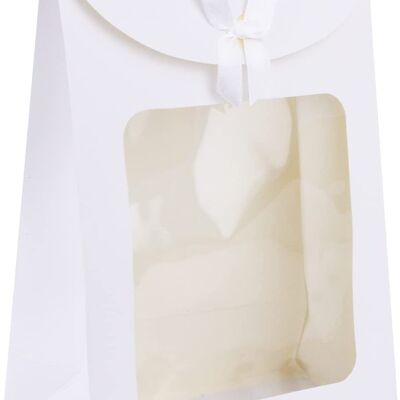 White Kraft Bag with Clear Window and Bow - Pack of 12
