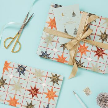 Papier Cadeau de Noël Étoiles (menthe) | Feuilles de papier d'emballage de Noël 1