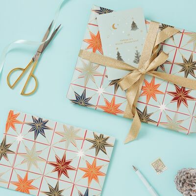 Stars (mint) Christmas Gift Wrap | Christmas Wrapping Paper Sheets