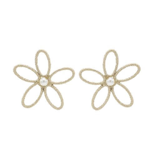 Gold Flower Outline Stud Earrings