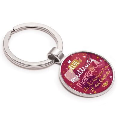 Silver message key ring - Godmother