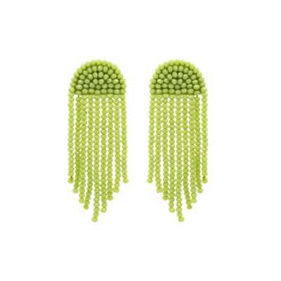 Boucles d'oreilles à pampilles perlées en demi-lune citron vert