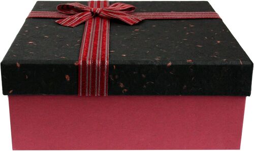 Textured Burgundy Box with Black Lid