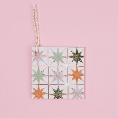 Set di etichette regalo di Natale - 'Stella' (rosa)