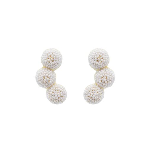 Three Drop Pearl Ball Earrings