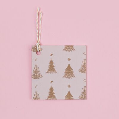 Set di etichette regalo di Natale - 'Albero' (rosa)