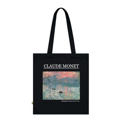 Claude Monet black Tote bag