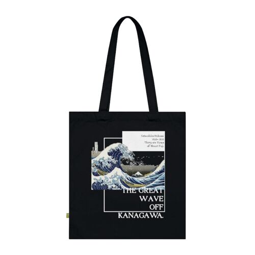 The Great wave of Kanagawa black Tote bag