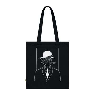 Magritte Einzeilige schwarze Einkaufstasche