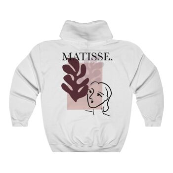 Matisse flower face Sweat à capuche unisexe Blanc 1
