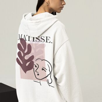 Matisse flower face Sweat à capuche unisexe Blanc 2