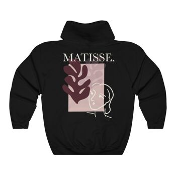 Matisse flower face Sweat à capuche unisexe Noir 1