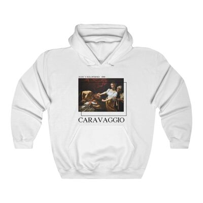 Caravaggio Hoodie Judith and Holofernes Backprint White