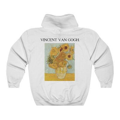 Felpa con cappuccio Van Gogh Girasoli bianca