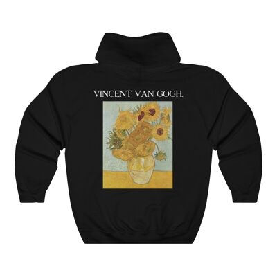 Felpa con cappuccio Van Gogh Girasoli nera