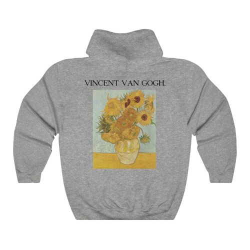 Van Gogh Hoodie Sunflowers Sport Grey