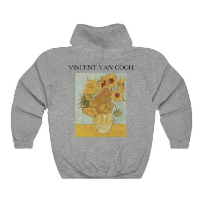 Van Gogh Hoodie Sonnenblumen Sport Grau