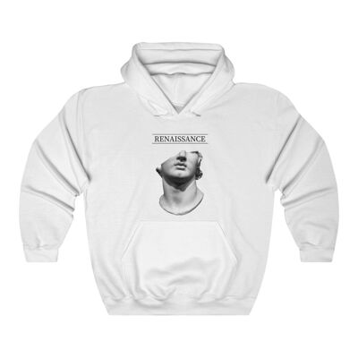 Renaissance Art Movement Hoodie Statue Backprint Blanc