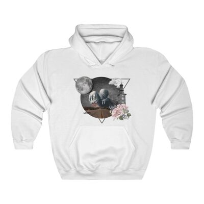 Tribute to Magritte Hoodie Art Collage Les Amoureux Blanc