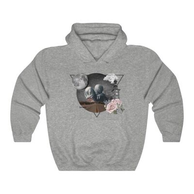 Hommage an Magritte Hoodie Art Collage The Lovers Sport Grey