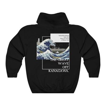 La Grande Vague de Kanagawa Sweat à Capuche Noir