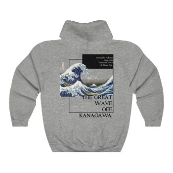 La Grande Vague de Kanagawa Sweat à Capuche Sport Gris