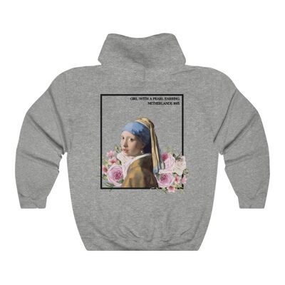 Girl with a Pearl earring Hoodie Sport Gray