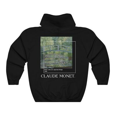 Felpa con cappuccio Claude Monet Tribute Water Lilies Backprint Nero