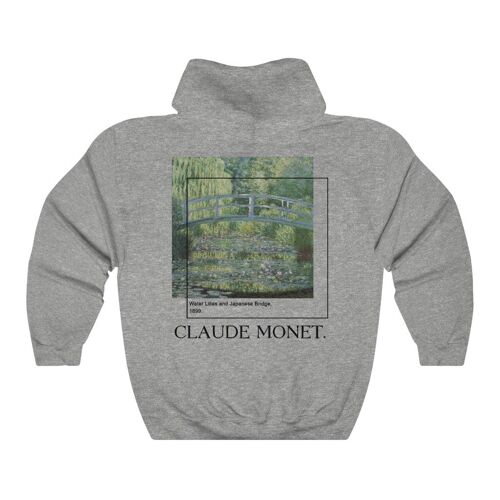 Claude Monet Hoodie Tribute Nenúfares Backprint Sport Grey