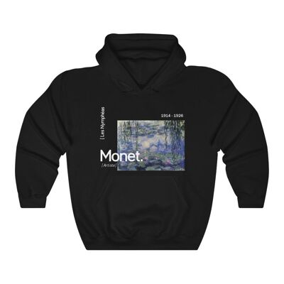 Claude Monet Sweat à capuche Tribute Nymphéas Noir