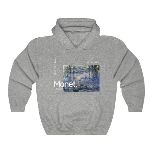 Claude Monet Hoodie Tribute Water lilies  Sport Grey