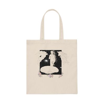 Nascita di Venere Tote Bag Afrodite illustrazione nera Tote bag vintage