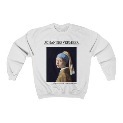 Johannes Vermeer Sweatshirt Mädchen mit Perlenohrring Weiß