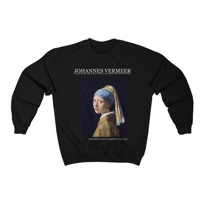 Johannes Vermeer Sweatshirt Girl with a pearl earring Black